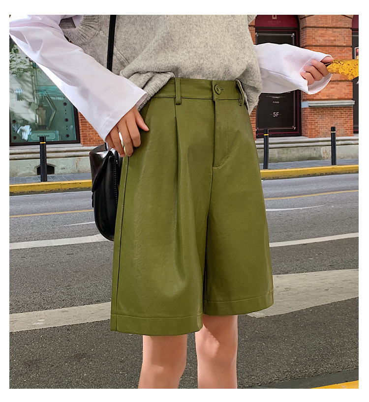 ショートパンツ レザー調ベルマーカハーフパンツ