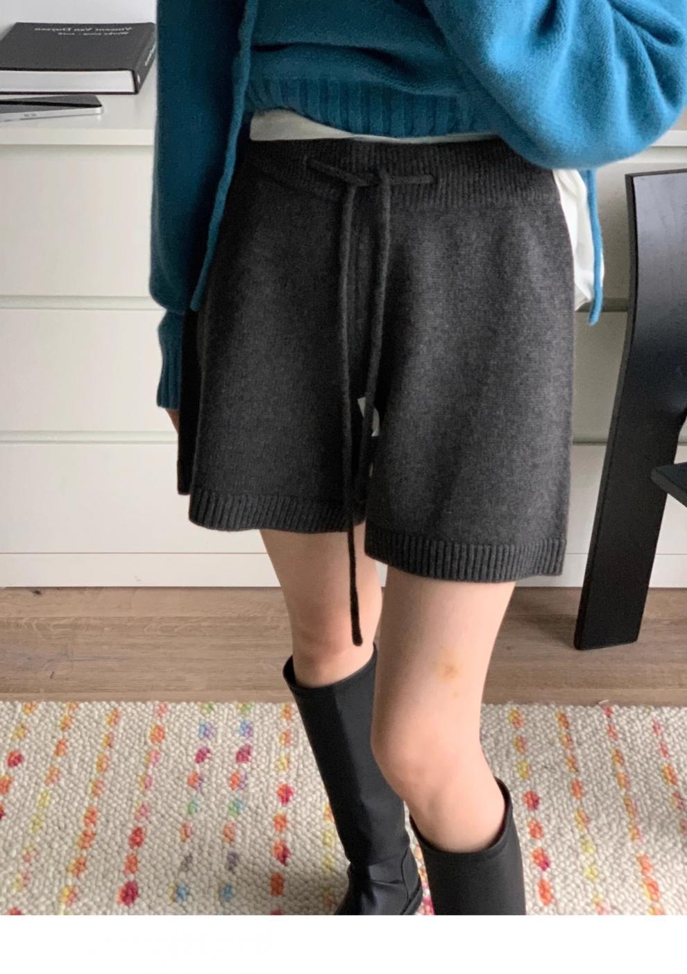 ニットゆる綿素材ショートパンツ