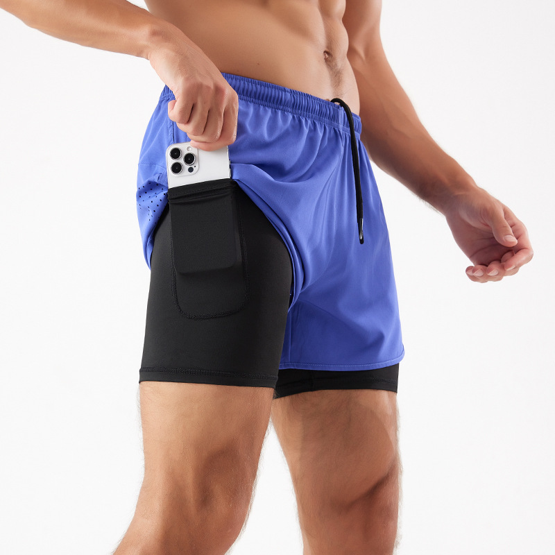 スポーツ用二重構造ポケット付きショートパンツ