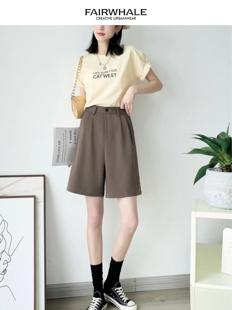 ショートパンツ タックデザイン ワイドショートパンツ