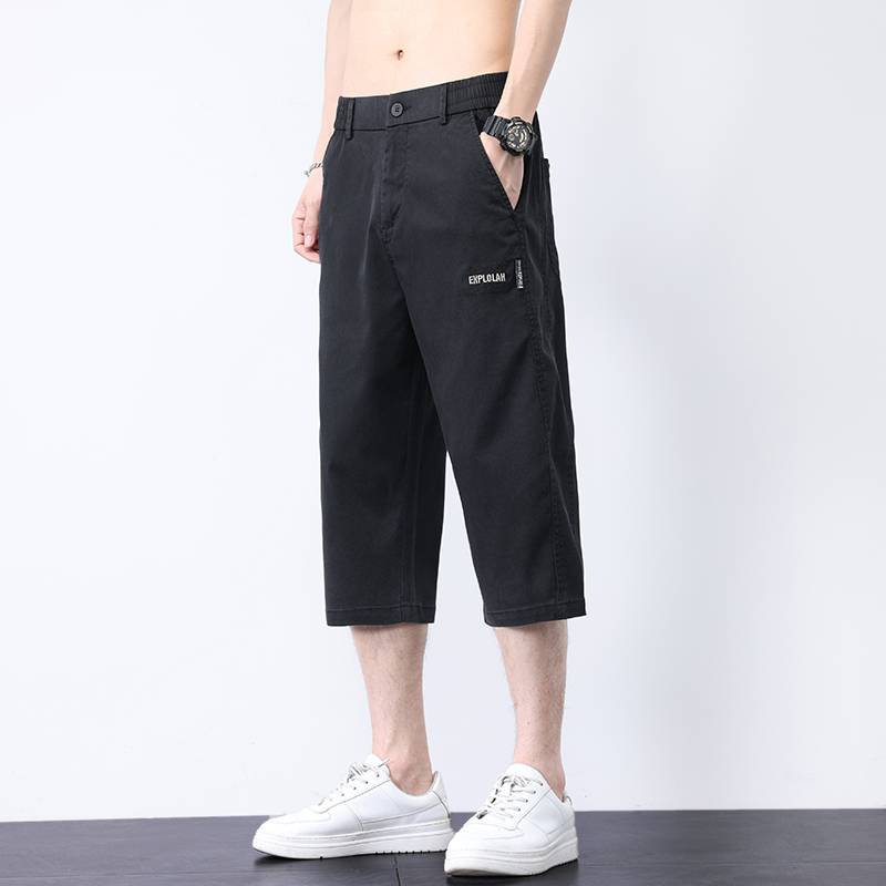 ショートパンツ 伸縮ウエスト七分丈ショートパンツ