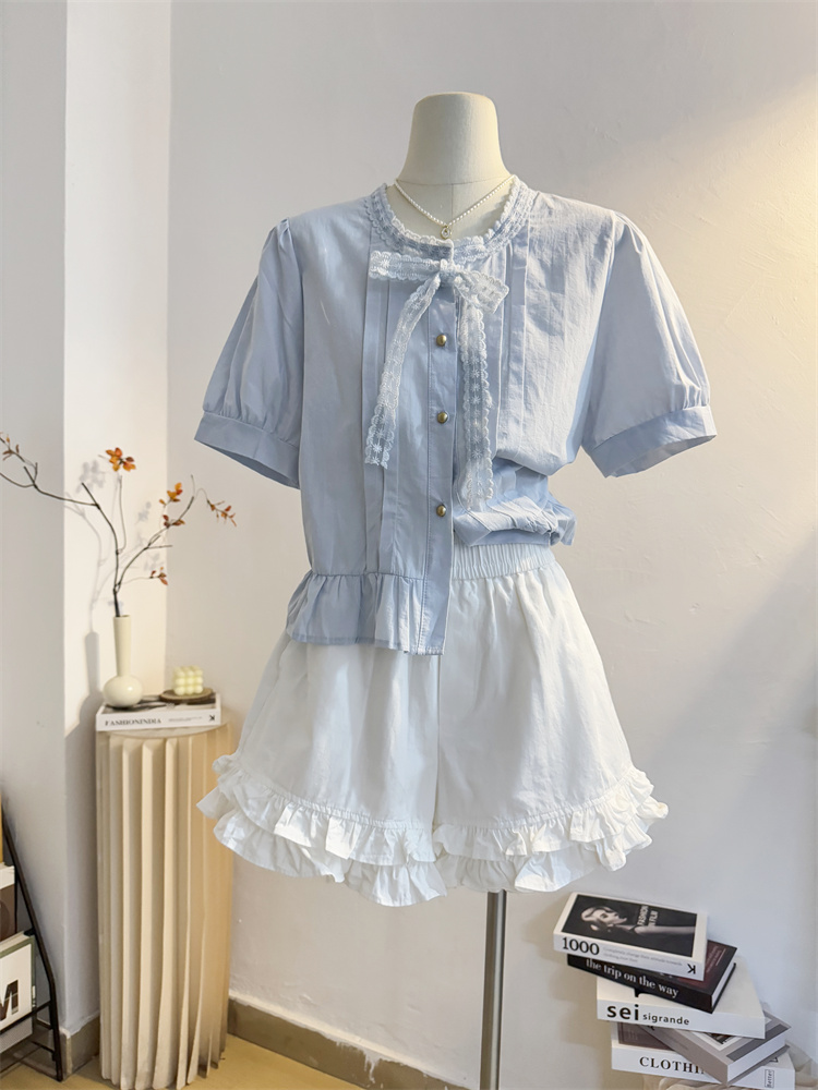 ショートパンツ フリルヘム リラックスショートパンツ