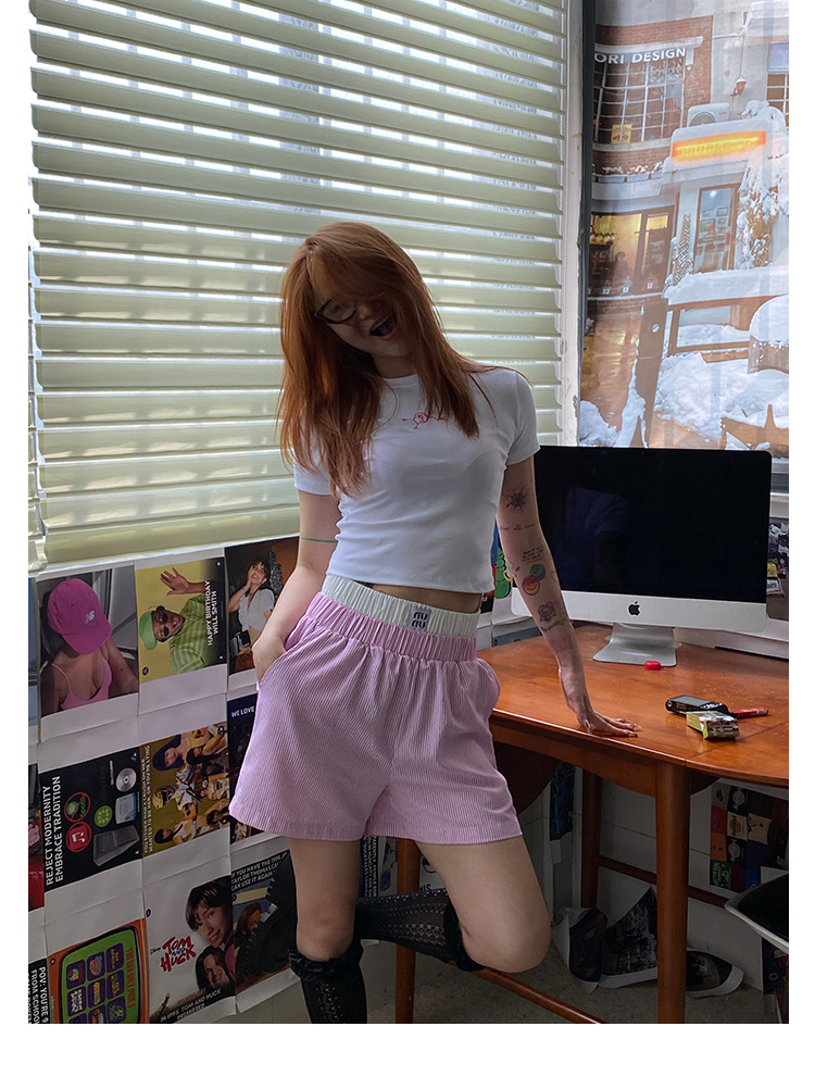 縦縞リゾートルーズショートパンツ