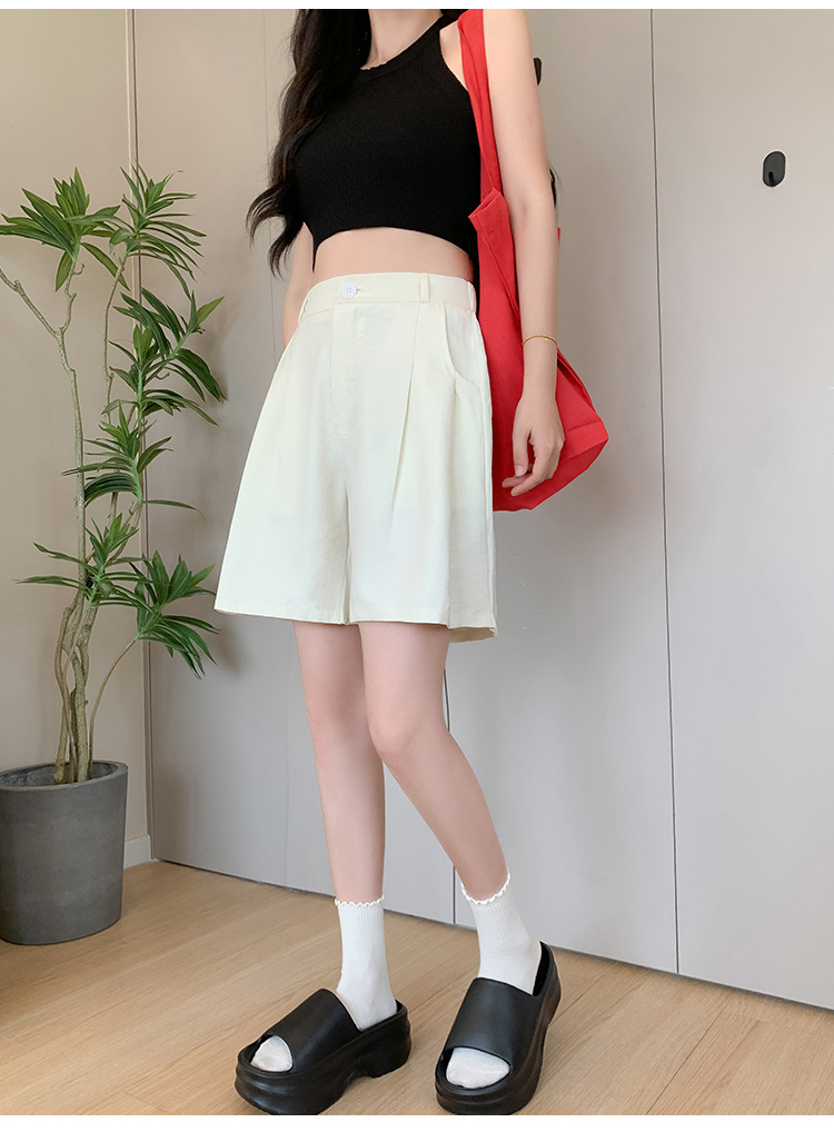 ショートパンツ リネン風タックショートパンツ
