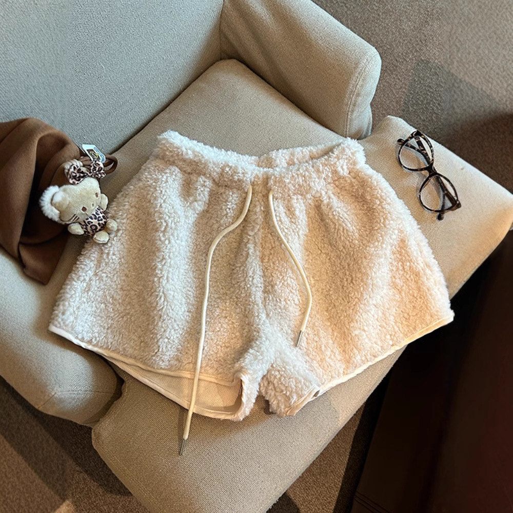 ショートパンツ もこもこ素材ウエストリボンルームショーツ
