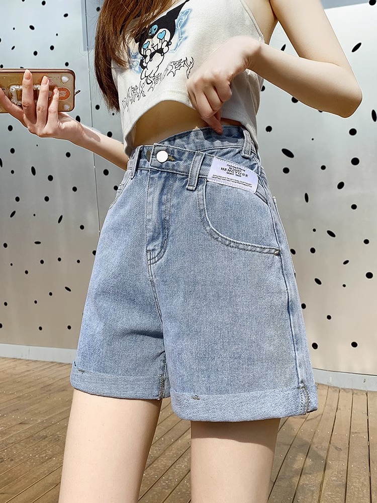 ショートパンツ ハイウエストデニムショートパンツ