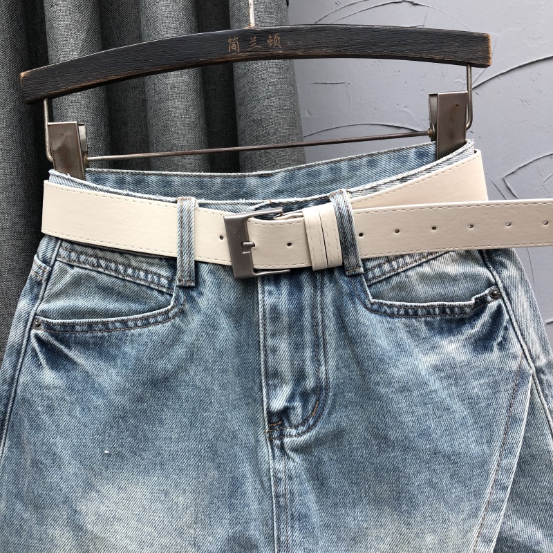 ショートパンツ ベルト付きデニムスカートパンツ
