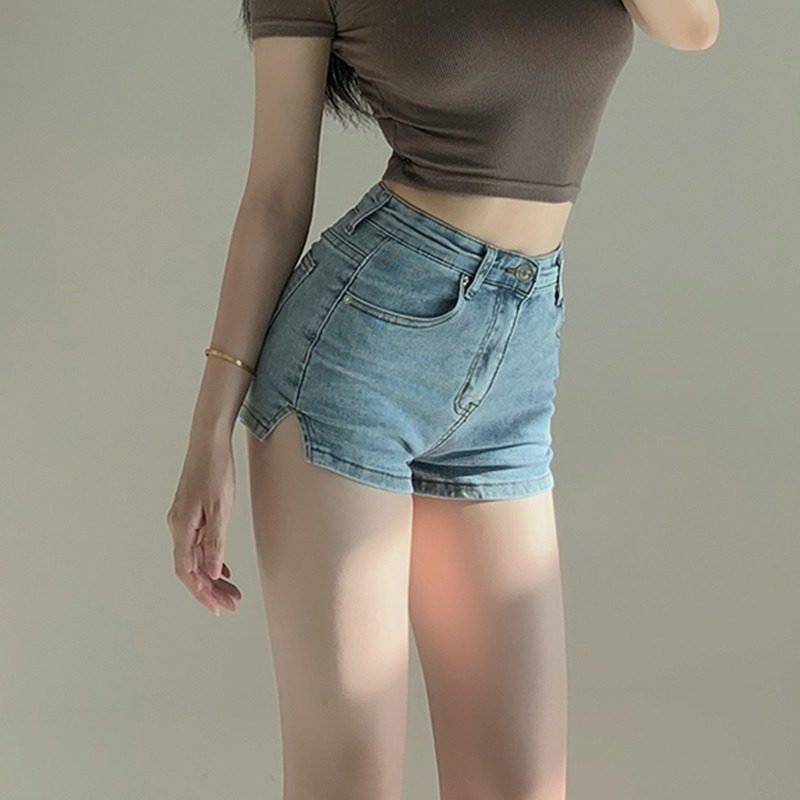 ショートパンツ ウエストすっきりデニムショーツ
