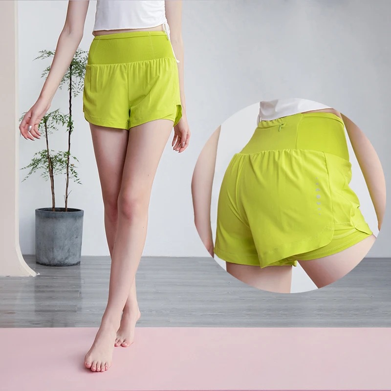 ショートパンツ 軽量速乾ハイウエスト運動用レディースショートパンツ