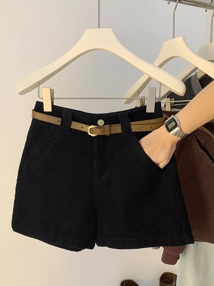 コーデュロイベルト付きショートパンツ