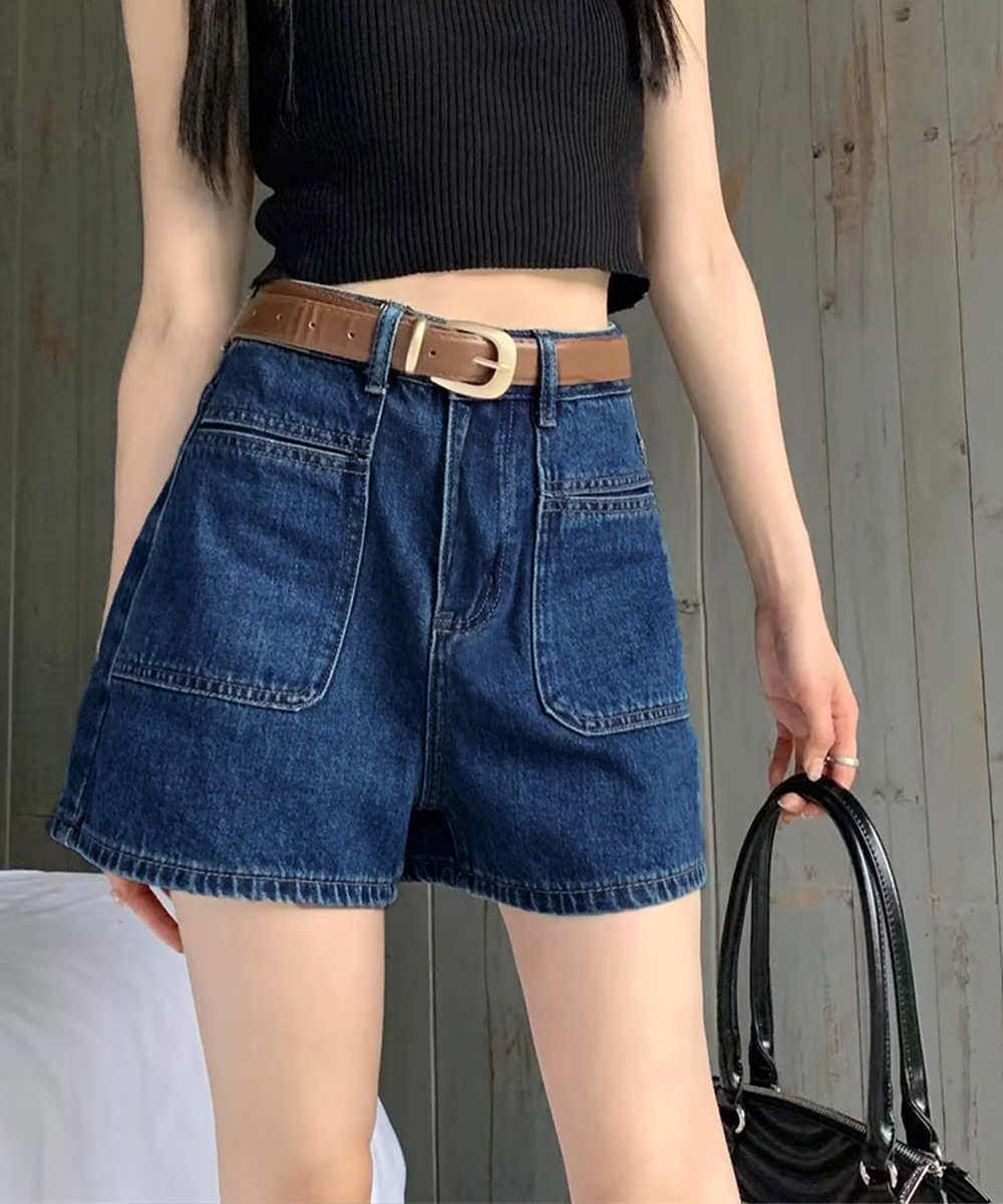 レディース デニムショートパンツ ハイウエスト美脚
