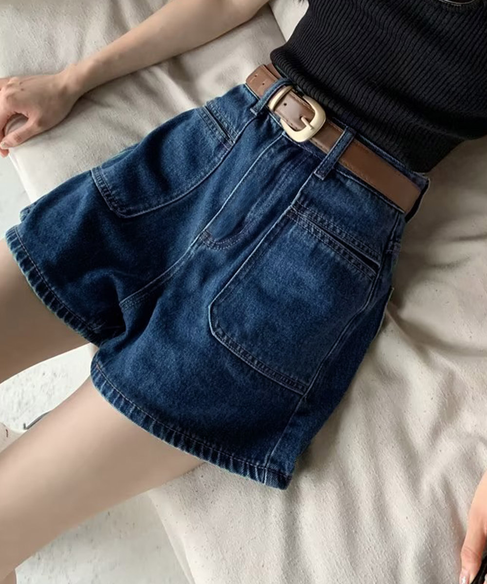 レディース デニムショートパンツ ハイウエスト美脚