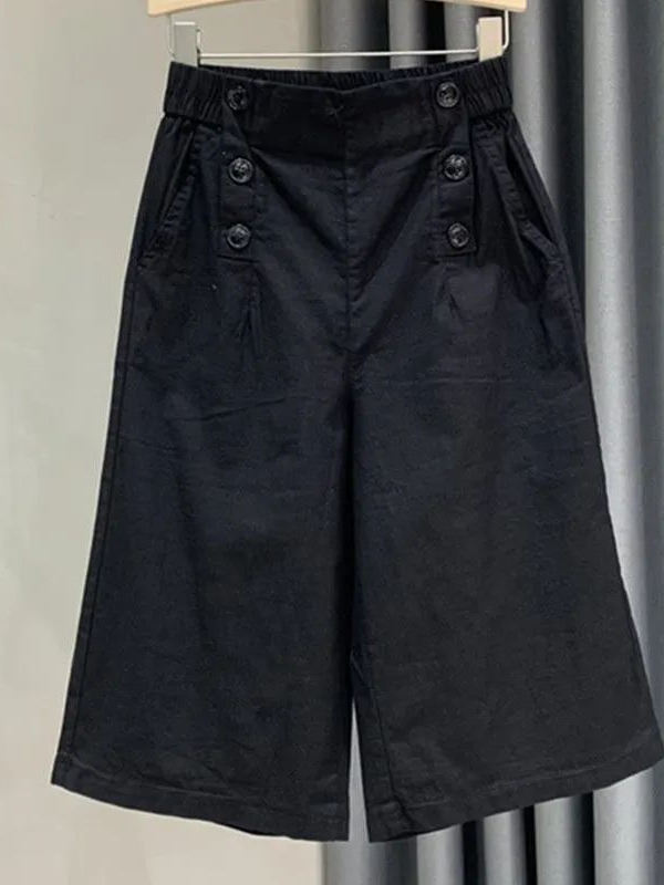 ショートパンツ マリンボタン ワイドショートパンツ