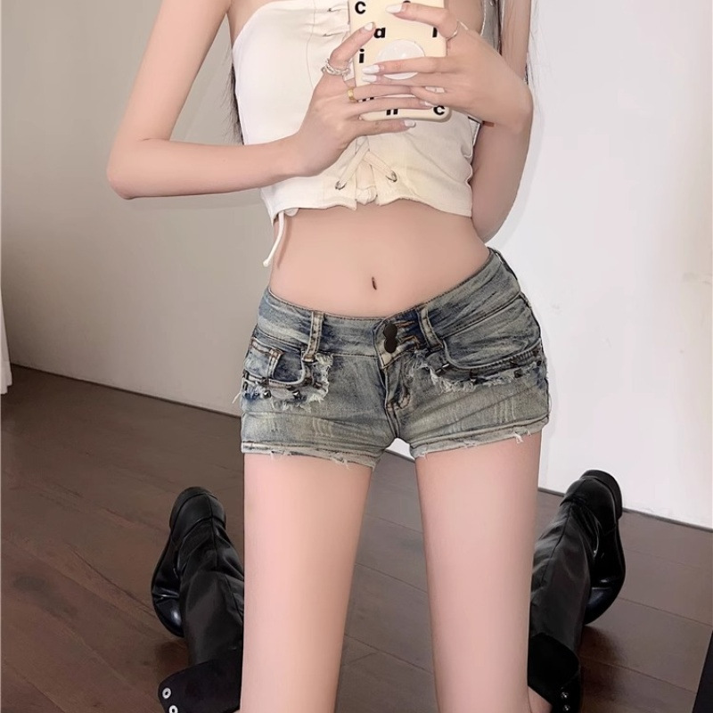ダメージ加工デニムショートパンツ