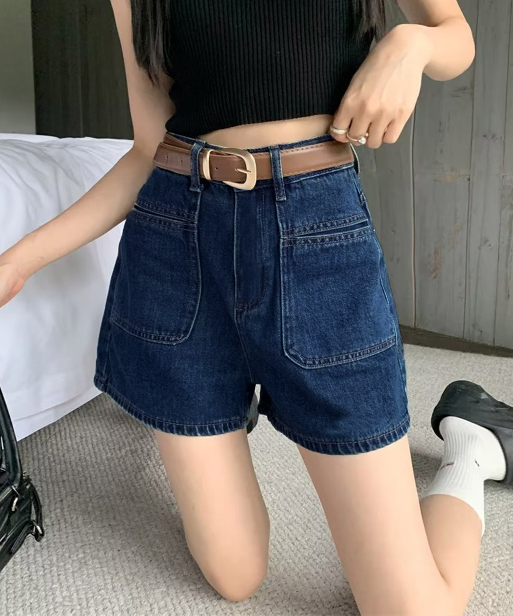 レディース デニムショートパンツ ハイウエスト美脚
