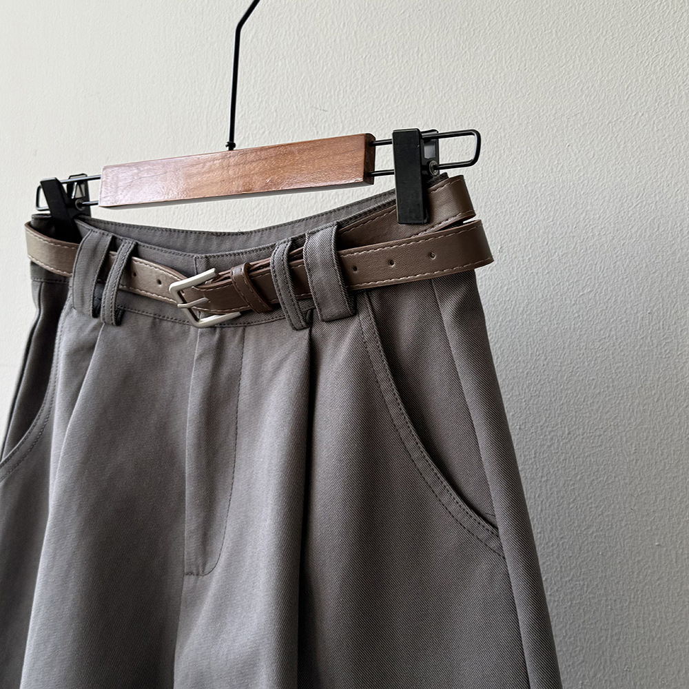 ショートパンツ ベルト付きフレアショートパンツ