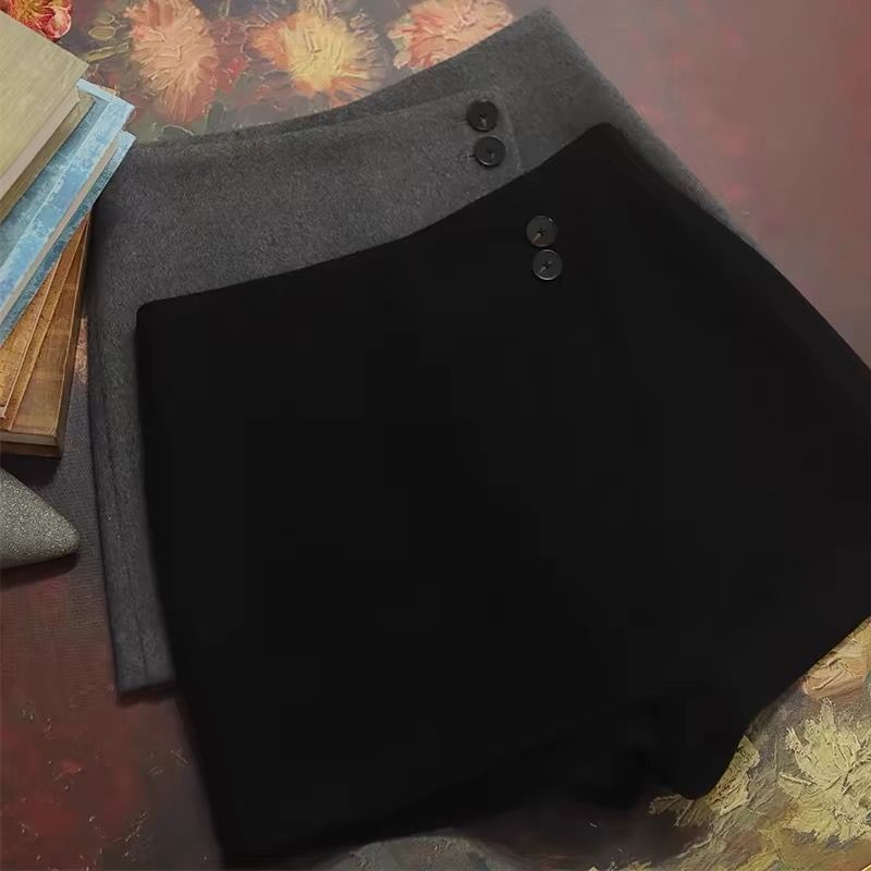 ショートパンツ 巻きスカート風キュロット