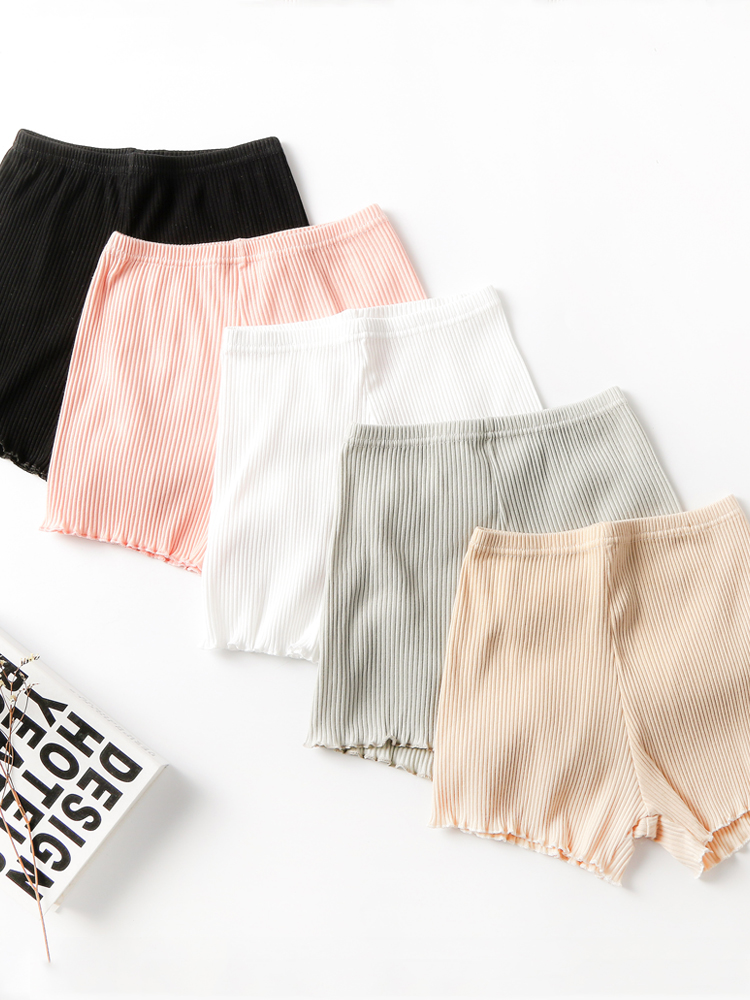 ショートパンツ リブ編みフリル裾ショートパンツ