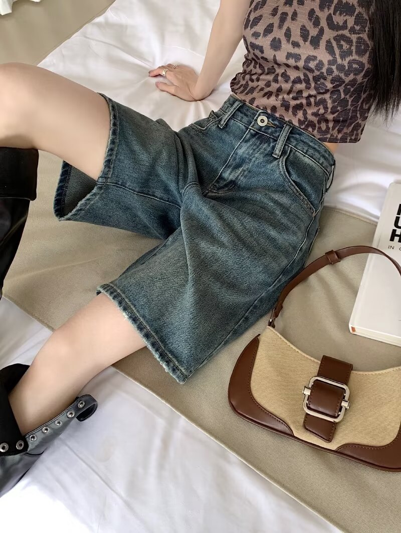 ショートパンツ ゆったりハーフデニムパンツ
