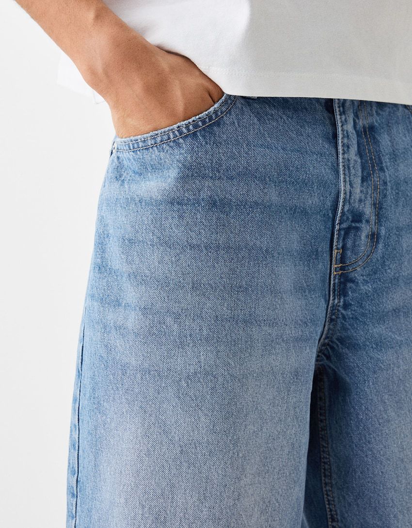 ショートパンツ ゆったりシルエットデニムハーフパンツ