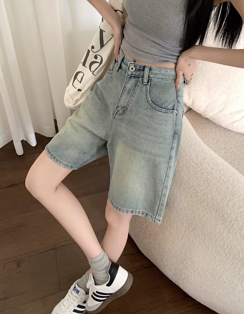 ショートパンツ ゆったりハーフデニムパンツ