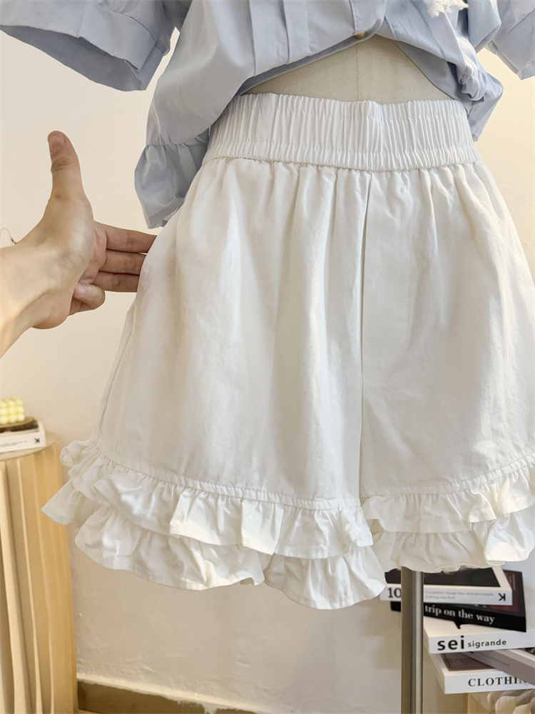 ショートパンツ フリルヘム リラックスショートパンツ