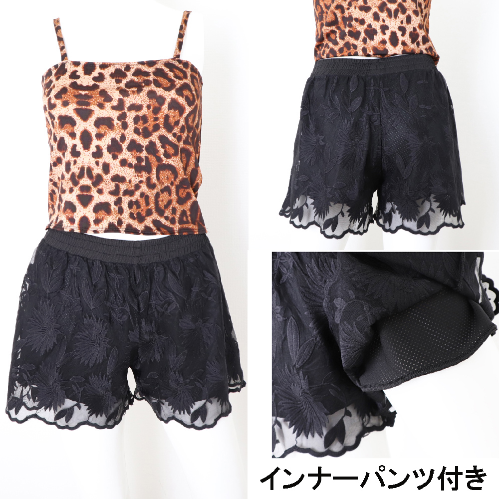 レディース 花柄レース ペチパンツ 透け防止安全ショートパンツ