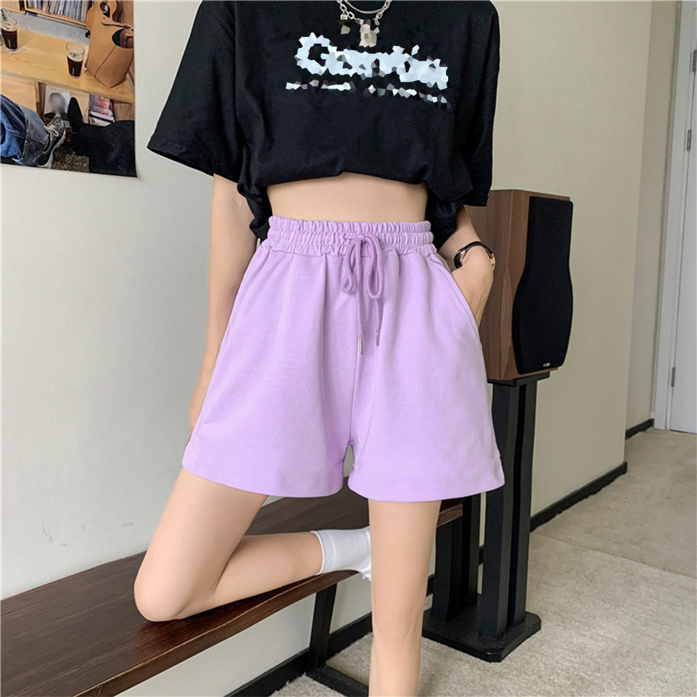 レディース ハイウエスト スウェットショートパンツ 春夏用