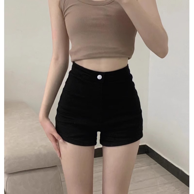 ショートパンツ シンプル美脚ハイウエストショートパンツ