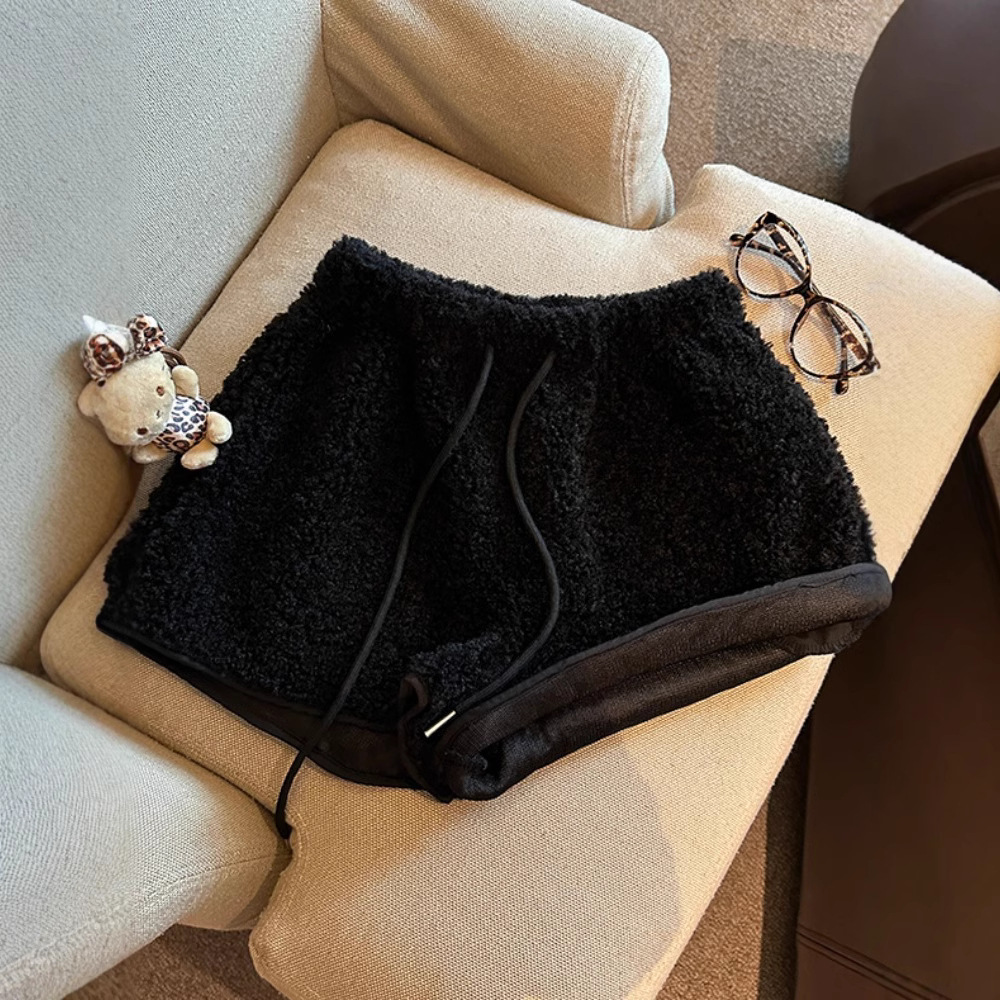 ショートパンツ もこもこ素材ウエストリボンルームショーツ