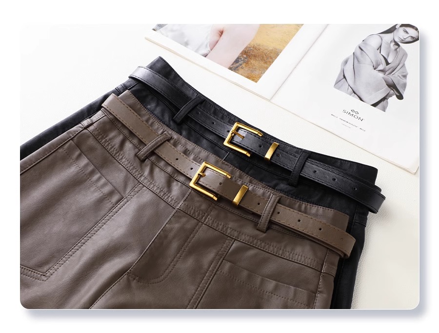 ベーシック合皮ベルト付きショートパンツ
