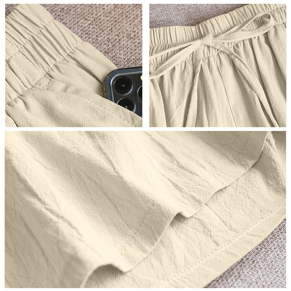 レディース 綿麻リネン ショートパンツ