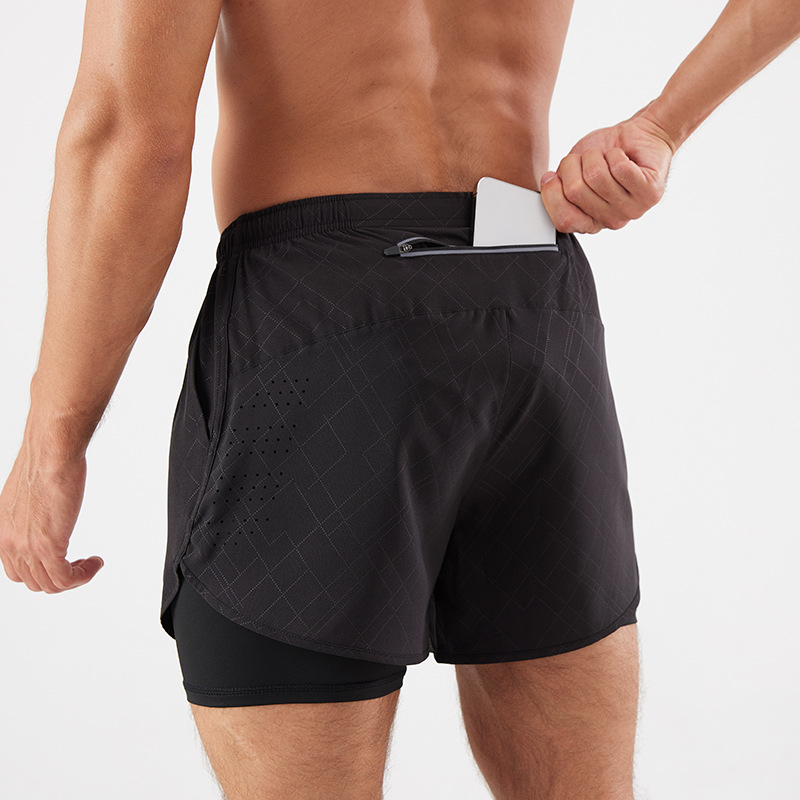 スポーツ用二重構造ポケット付きショートパンツ