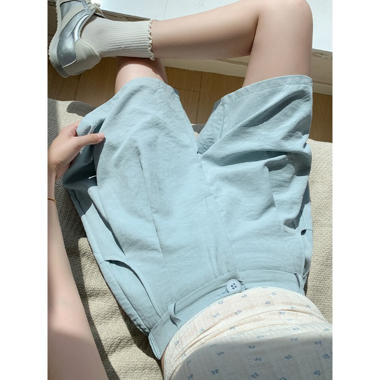ショートパンツ リネン風タックショートパンツ