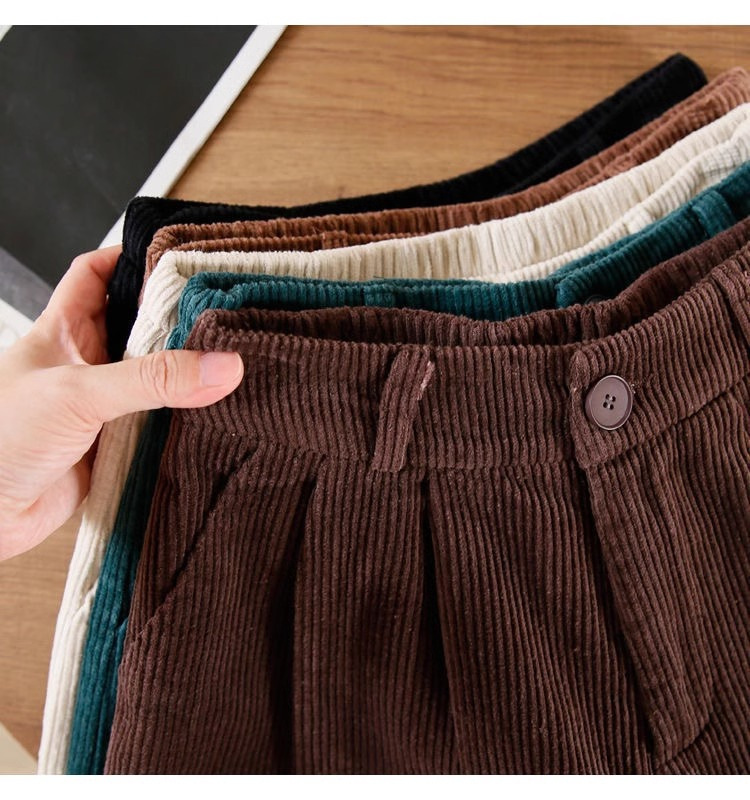 ショートパンツレディースコーデュロイ素材のゆったりワイド