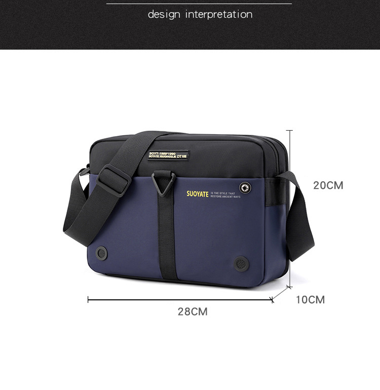 メンズショルダーバッグ 防水機能付きメッセンジャーバッグ オンオフ兼用