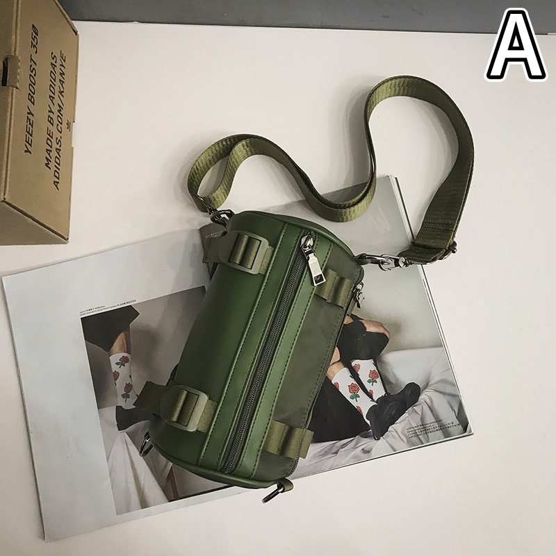 斜めがけ円筒形ショルダーバッグメンズナイロン製