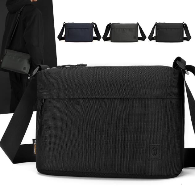 メンズショルダーバッグ 黒 撥水加工 斜めがけショルダーバッグ 帆布製