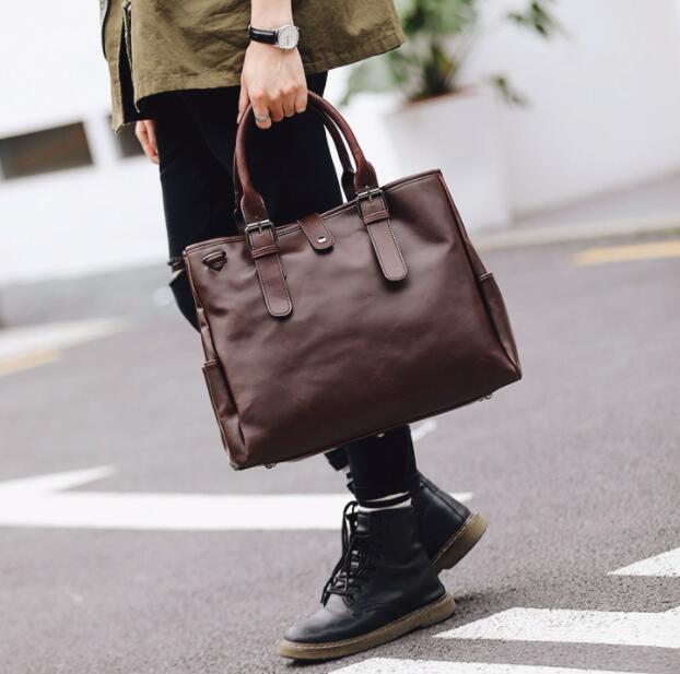 メンズショルダーバッグ 大きめ合成革製ショルダーバッグ手提げ鞄