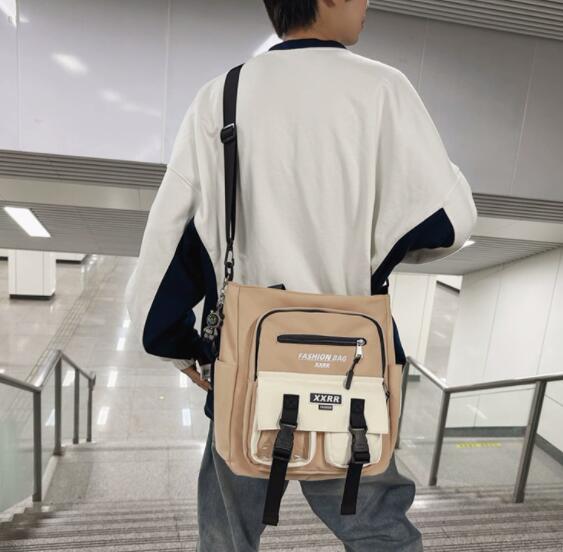 メンズショルダーバッグ 多機能ポケット付き帆布ショルダーバッグ斜めがけ男女兼用