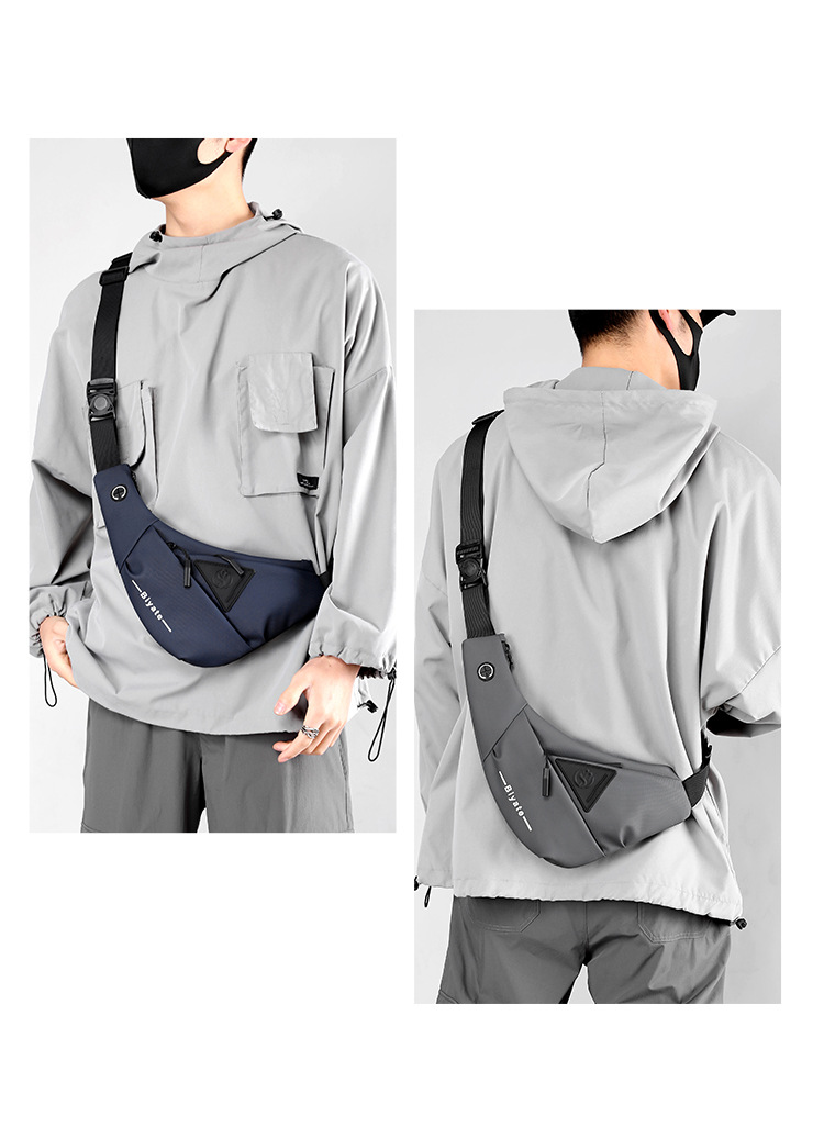 メンズショルダーバッグ 軽量ボディバッグ イヤホンホール付き 肩掛けワンショルダー