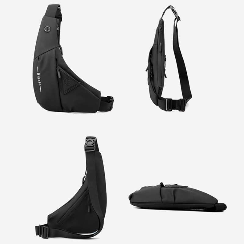 メンズショルダーバッグ 軽量ボディバッグ イヤホンホール付き 肩掛けワンショルダー