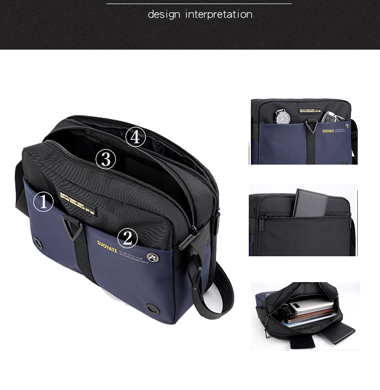 メンズショルダーバッグ 防水機能付きメッセンジャーバッグ オンオフ兼用