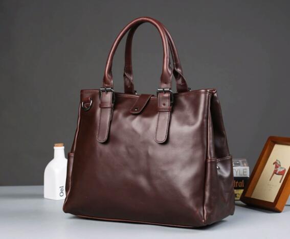 メンズショルダーバッグ 大きめ合成革製ショルダーバッグ手提げ鞄