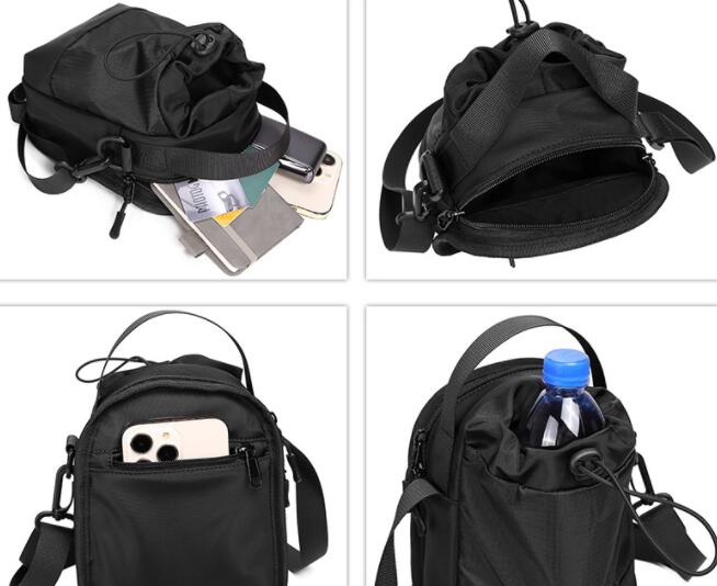 メンズショルダーバッグ 男性用巾着型ショルダーバッグ 斜めがけ 小物収納 スマホ