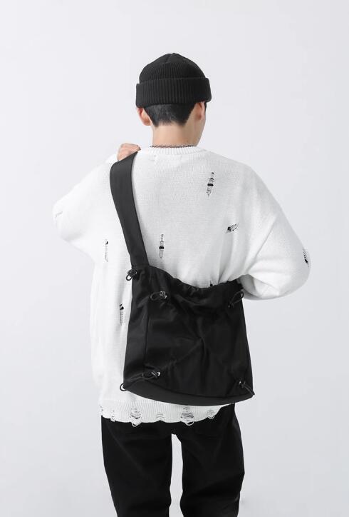 メンズショルダーバッグ 大容量 大きめ 巾着型