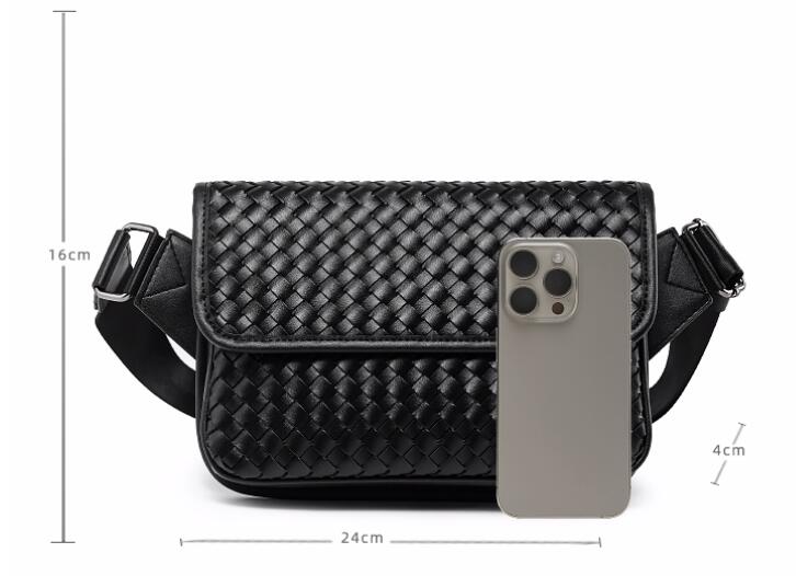 編み込み模様のメンズショルダーバッグ合皮斜めがけ