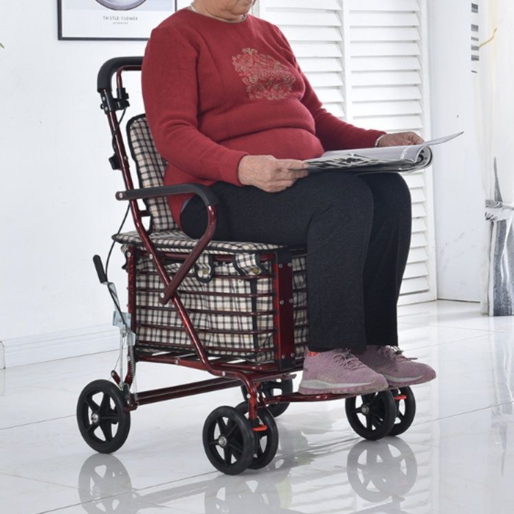 シルバーカー 買い物かご付き折りたたみ式座面シルバーカー