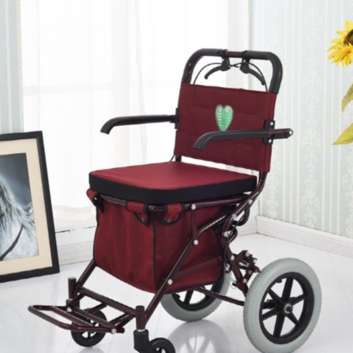 シルバーカー 座面付き四輪折りたたみ式軽量シルバーカー