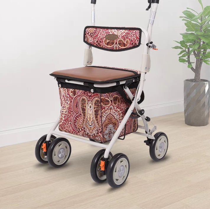 シルバーカー 四輪座面付き手押し車収納かご付きシルバーカー